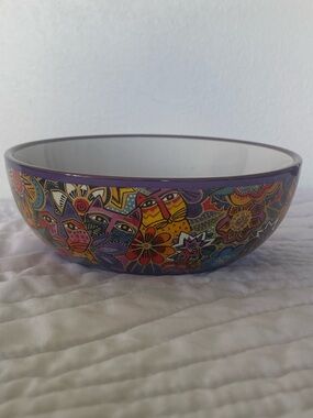 Vintage Laurel Burch Carlotta's Cat Small Ceramic Bowl Trinket Pet Snack Dish 1